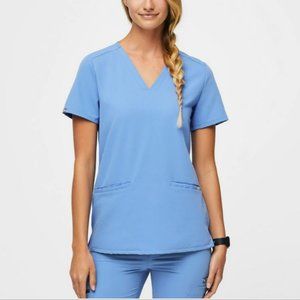 FIGS Casma Three-Pocket Scrub Top Ceil Blue Size XS